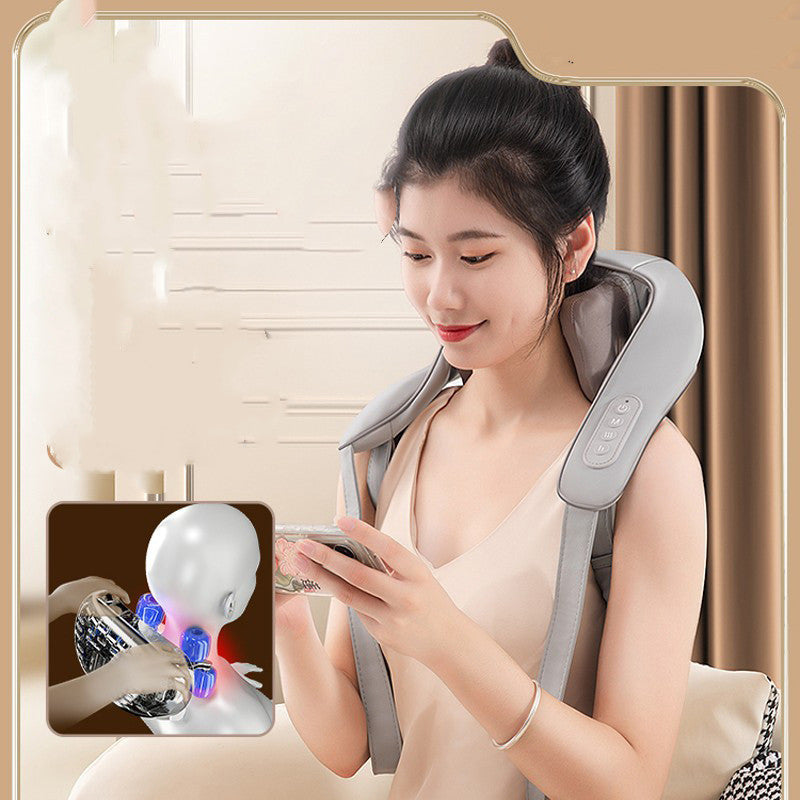 Electric Neck and Shoulder Massager with Heat, Cordless Kneading Back Trapezius Shiatsu Massage Pillows for Pain Relief Deep Tissue Gift Ideals