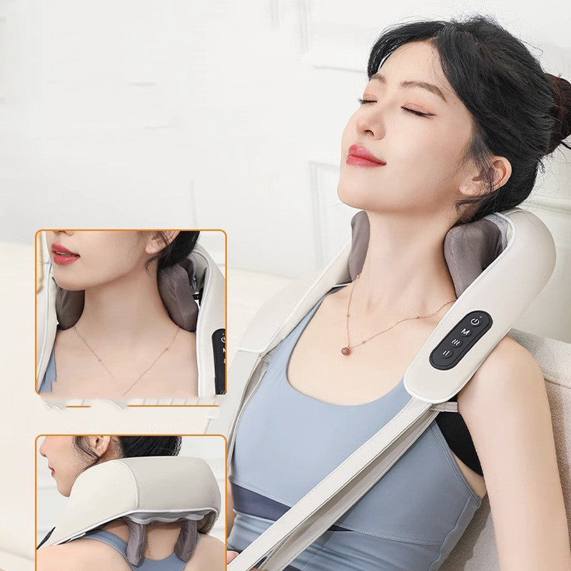 Electric Neck and Shoulder Massager with Heat, Cordless Kneading Back Trapezius Shiatsu Massage Pillows for Pain Relief Deep Tissue Gift Ideals